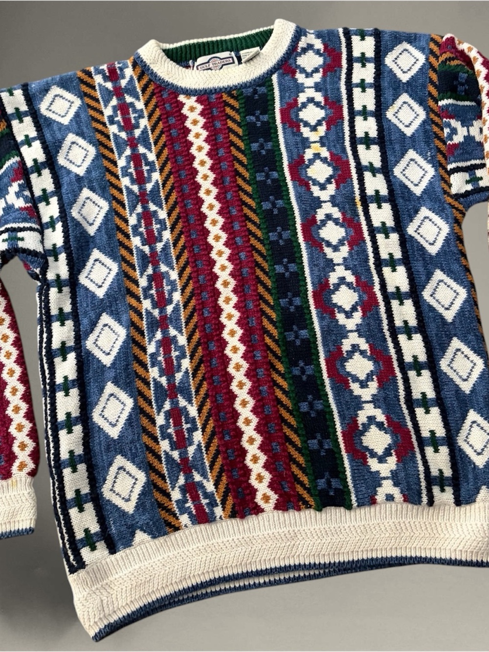 Vintage 90s Gulf Traders Coogie Style 3D Knit Crewneck Sweater